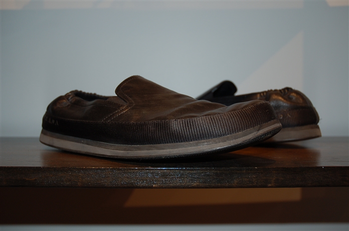Black Leather Prada Slip-On Shoe, size 11.5