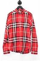 Red Check Burberry Button Shirt, size M
