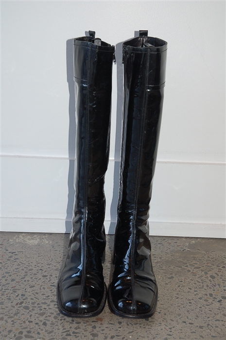 Shiny Black Costume National Boots, size 8.5