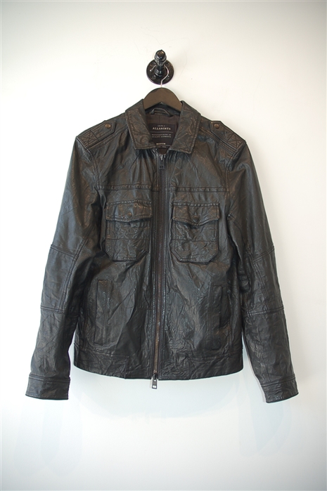 Black Leather All Saints Leather Jacket, size M