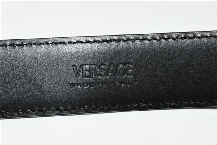 Black Leather Versace Belt, size XL