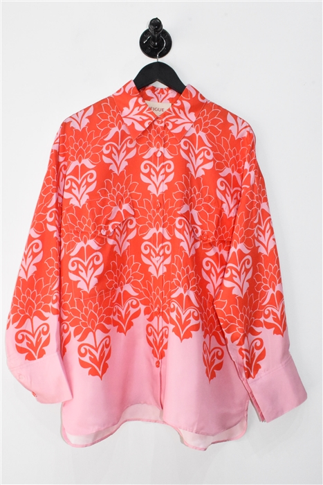 Floral Figue Silk Shirt, size M