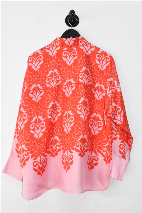 Floral Figue Silk Shirt, size M