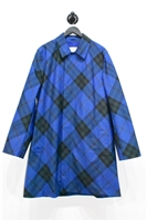 Blue Check Burberry Technical Coat, size M