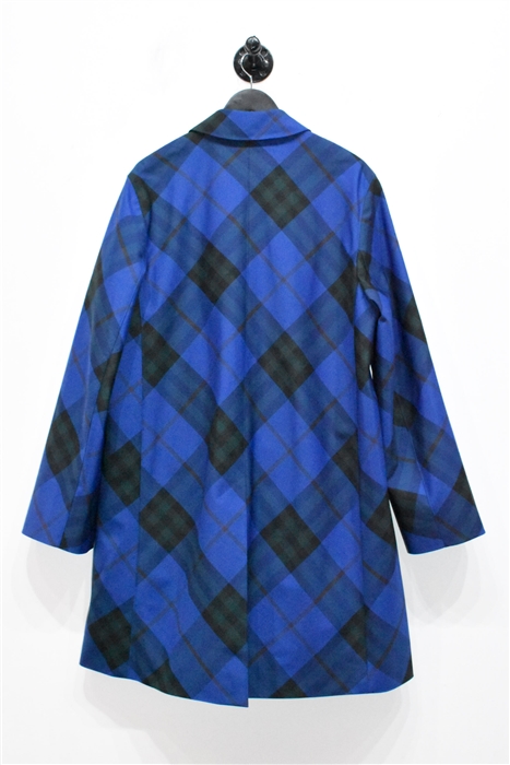 Blue Check Burberry Technical Coat, size M