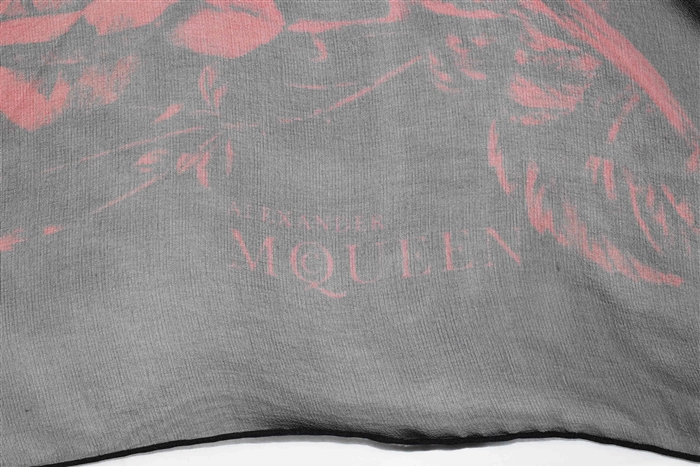 Black & Red Alexander McQueen Silk Scarf, size O/S