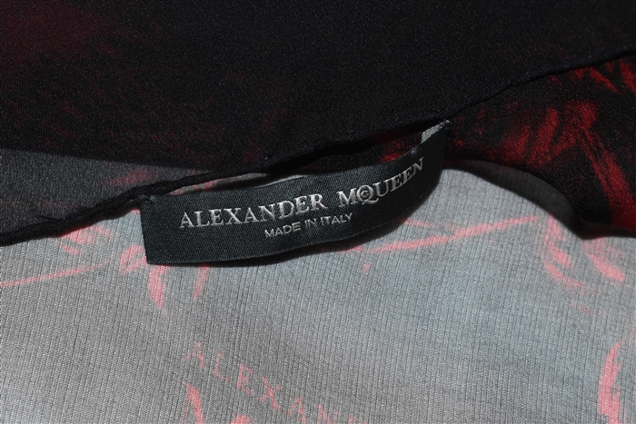 Black & Red Alexander McQueen Silk Scarf, size O/S