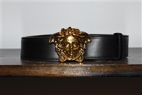 Black Leather Versace Belt, size XL