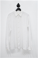 White Stripe Brioni Button Shirt, size L