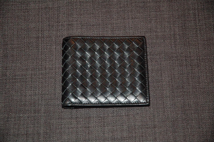 Black Leather Bottega Veneta Wallet, size O/S