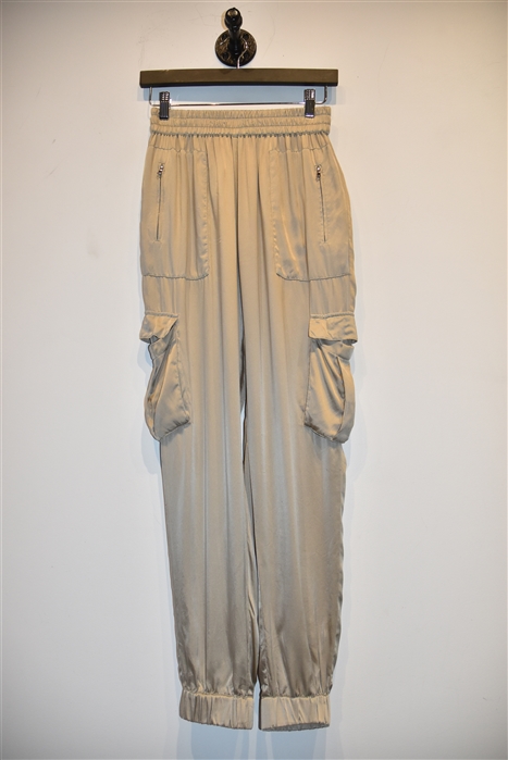 Satin Beige Alpha Studio Cargo Pants, size 6
