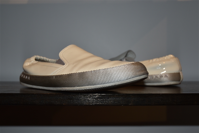 Soft White Prada Slip-On Sneaker, size 7