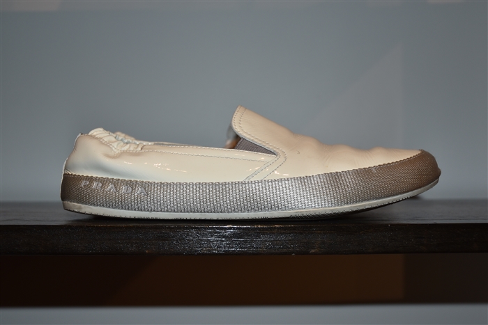Soft White Prada Slip-On Sneaker, size 7