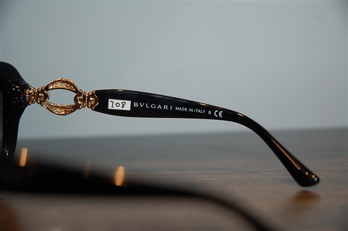 Shiny Black Bulgari Sunglasses, size O/S