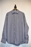 Navy Check Saint Laurent Button Shirt, size L