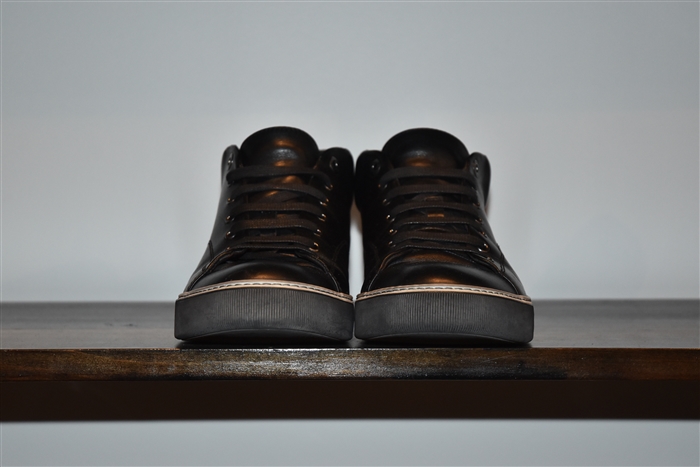 Black Leather Lanvin Mid-Top Sneakers, size 10