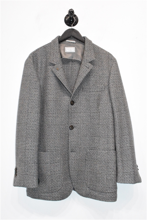 Glen Plaid Brunello Cucinelli Blazer Jacket, size L