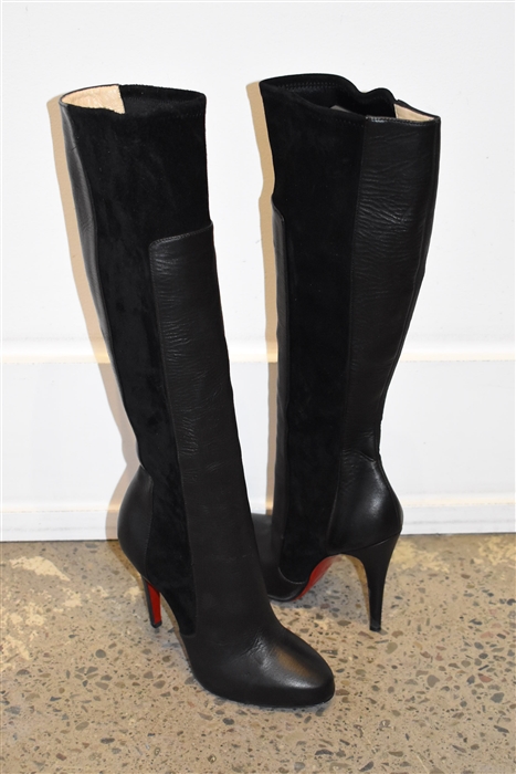 Black Leather Christian Louboutin Tall Boots, size 6.5