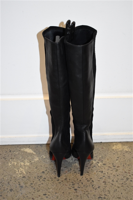 Black Leather Christian Louboutin Tall Boots, size 6.5
