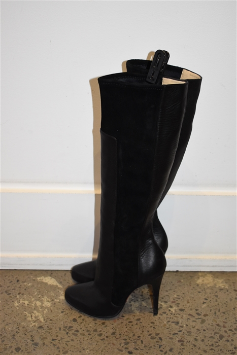 Black Leather Christian Louboutin Tall Boots, size 6.5