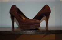 Chocolate Suede Saint Laurent Pumps, size 6.5