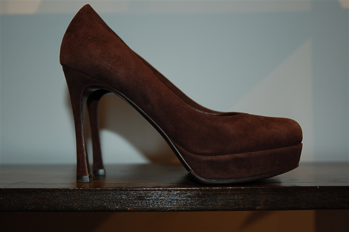 Chocolate Suede Saint Laurent Pumps, size 6.5