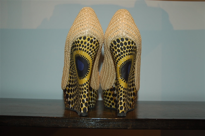 Straw Burberry Wedge, size 8