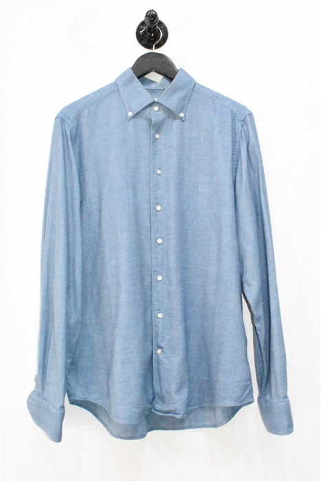 Denim Blue Emanuel Berg Button Shirt, size L