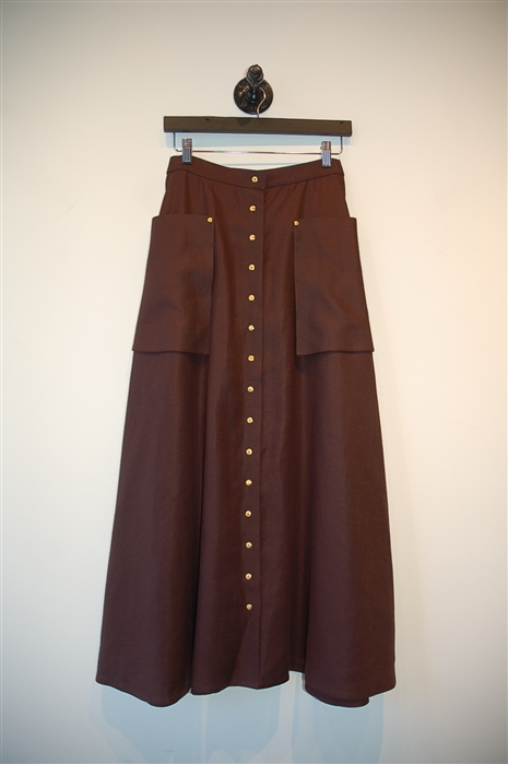 Rich Chocolate Hermes Maxi Skirt, size S