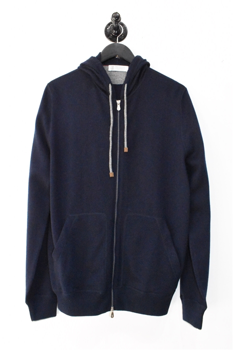Navy Brunello Cucinelli Cashmere Hoodie, size L