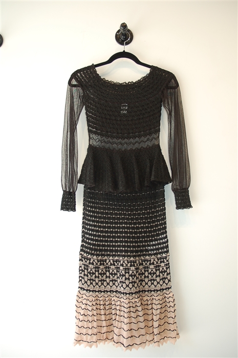 Black & Nude Alexander McQueen Off-Shoulder Dress, size XS