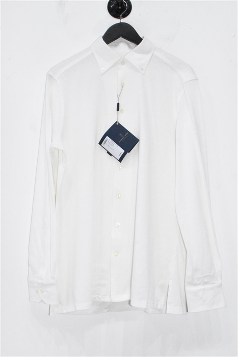 Bright White Emanuel Berg Button Shirt, size L