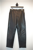 Black Leather No Label - Vintage Leather Trousers, size 32