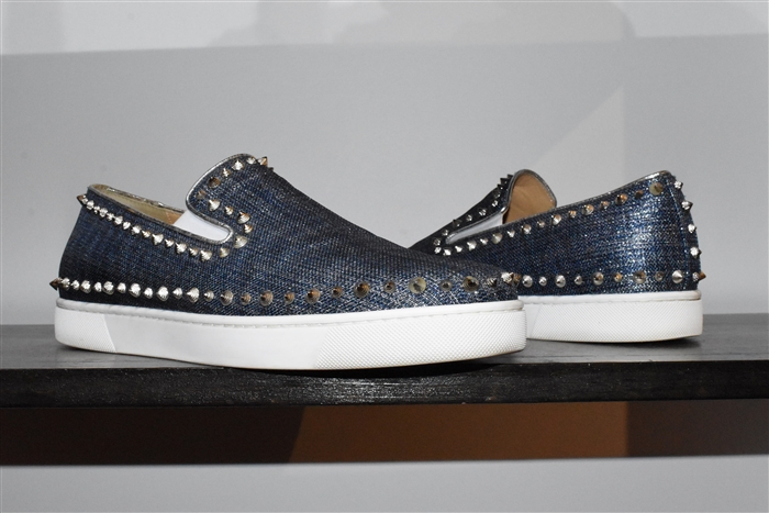 Denim Blue Christian Louboutin Slip-On Sneaker, size 12