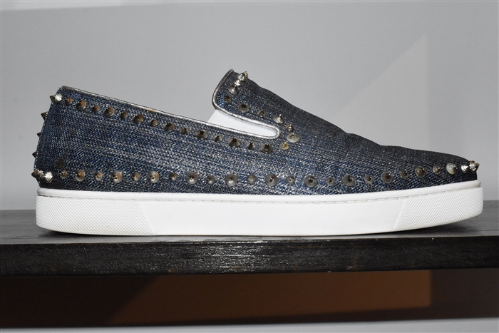 Denim Blue Christian Louboutin Slip-On Sneaker, size 12