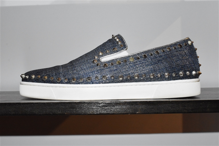 Denim Blue Christian Louboutin Slip-On Sneaker, size 12