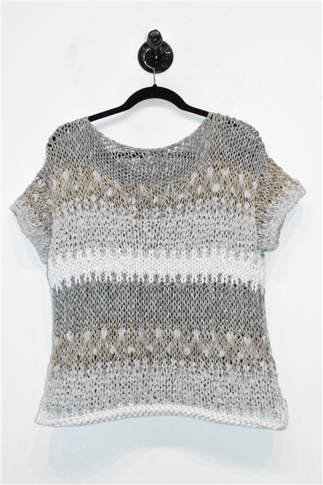 Striped Brunello Cucinelli Short-Sleeved Top, size M