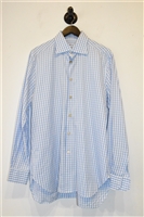 Blue Check Kiton Button Shirt, size L