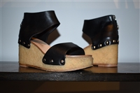 Black Leather Chanel Wedge, size 7