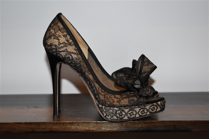 Black Lace Valentino Peep-Toe, size 6.5