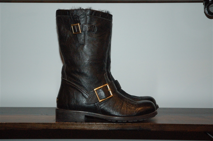 Black Leather Jimmy Choo Biker Boots, size 8