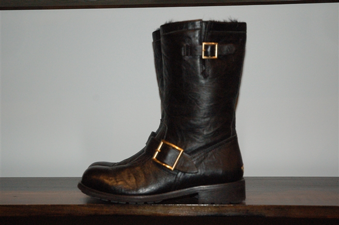 Black Leather Jimmy Choo Biker Boots, size 8
