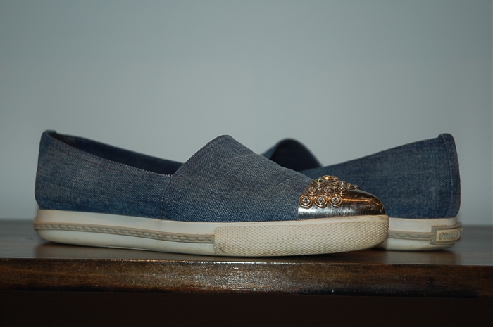 Denim Blue Miu Miu Slip-On Sneaker, size 5.5
