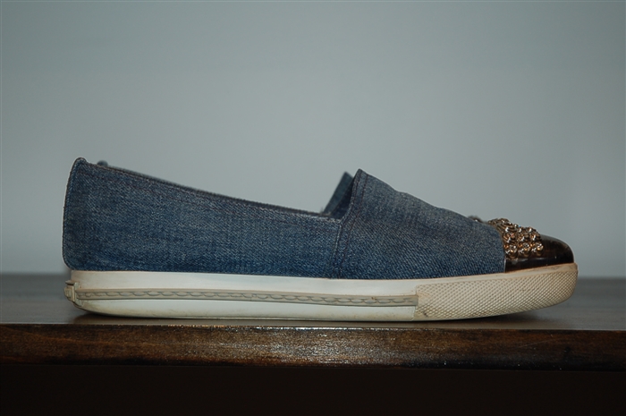 Denim Blue Miu Miu Slip-On Sneaker, size 5.5