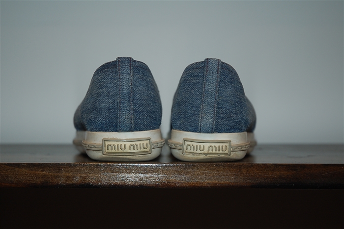 Denim Blue Miu Miu Slip-On Sneaker, size 5.5