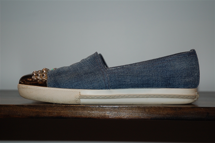 Denim Blue Miu Miu Slip-On Sneaker, size 5.5