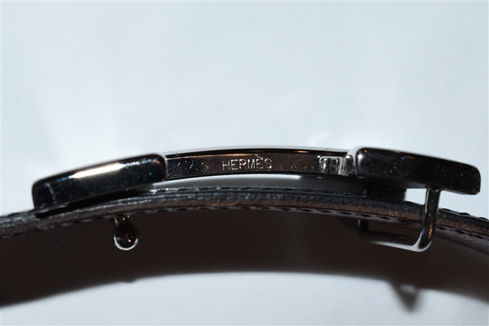 Black Leather Hermes Belt, size L