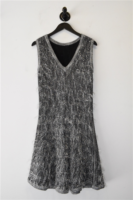 Sparkly Black Chanel Fit & Flare Dress, size 8