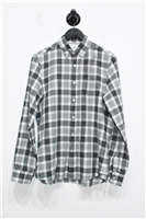Gray Check Brunello Cucinelli Button Shirt, size S