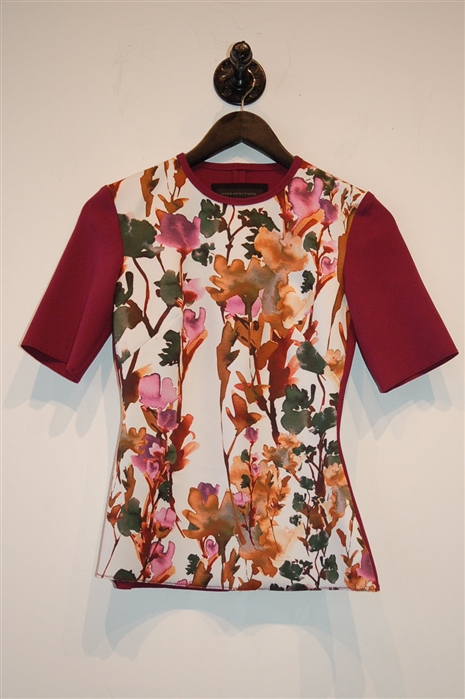 Floral Marie Saint Pierre Short-Sleeved Top, size S